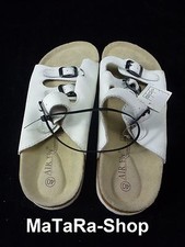 Air Fly COMFORT Sandalen Hausschuhe Sandalletten  Gr.36-41 LEDER Weiß