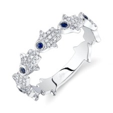 14K Weißgold Diamant Saphir