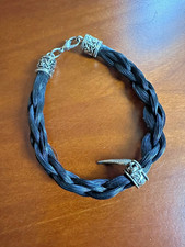 Armband aus schwarzem Rosshaar  - Beschläge silber - 18 cm - Handarbeit - Unikat