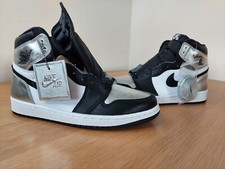 Nike Air Jordan 1 Retro High Silver Toe Brandneu im Karton Herren Basketballschuhe Turnschuhe UK 8