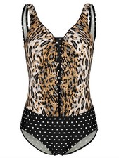 BADEANZUG schwarz-weiss-braun