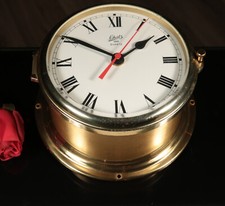 klasse AUGUST SCHATZ Schiffsuhr Bootsuhr Quarz im Messinggehäuse -Sekundenzeiger