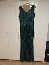 Abendkleid grün Silber