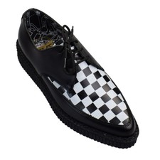 Underground England Creeper Schuh Rockabilly Schwarz | Weiß Checkerboard 6000