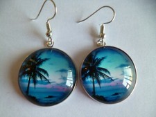 silber ohrringe cabochon palme