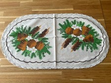 Weihnachtstischdecke oval Baumwolle Zapfen