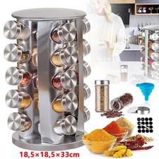 Gewürzkarussell Gewürzständer 20 Gläser 360° drehbar Gewürzregal Edelstahl Rund