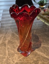 Tolle rote MURANO Glas Vase