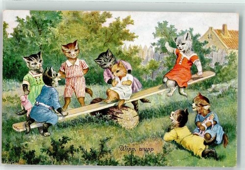 Katzen kinder spielplatz wippe - katzen,
