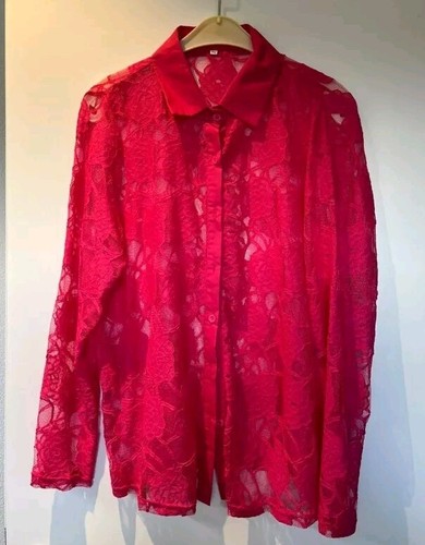 Spitzenbluse pink transparent - spitzenbluse,
