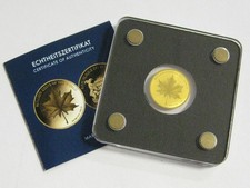 Goldmünze " Maple Leaf " 999er Gold, 1/500 Unze, 3000 Francs, Ø 16 mm,Zertifikat