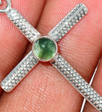 Hübsches  Designer Anhänger - Kreuz 925er Silber m Russischem Seraphinit - 4,5cm