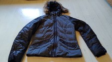 Winterjacke von Schöffel Damen Größe 40 grau / schwarz mit Kapuze Daunen