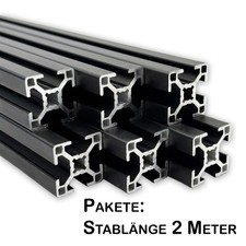 Alu Profil 30x30 mm Nut 8 schwarz | Pakete mit 2 Meter Längen | Bosch kompatibel