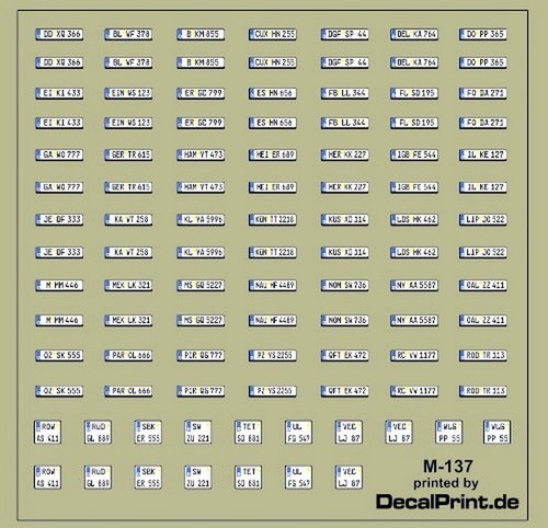 Decals satz nummernschilder - 1,