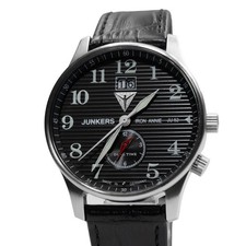 Junkers Herren Iron Annie Lufthansa JU52 Uhr, schwarzes Leder, Made in Germany