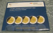 2 Euro Sammlermünzenset 2025 Spiegelglanz 35 Jahre Deutsche Einheit PP Münze 5x2