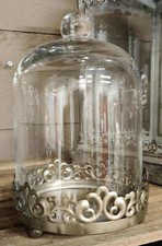 Glasglocke Dome Vintage 14 x 21 cm Brocante Metallrand