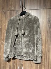 Flauschige Jacke warm Größe S Farbe Braun Bommel