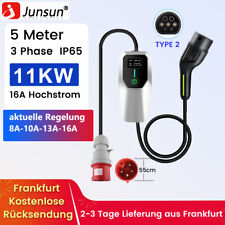 11KW Typ 2 EV Ladekabel 16A 3 Phase Elektroauto PHEV Ladegerät Mobile Wallbox 5m