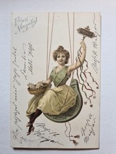 Prosit Neujahr Frau Mit Schweinchen Schaukel Jugendstil Raphael Kirchner ?