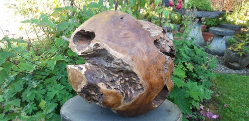 Teakholz kugel skulptur - teakholz,