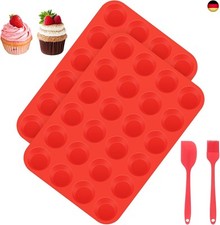 Muffin Backform, 2 Stück Muffinform Silikon 24 Cavity Mini Muffins Backform, 