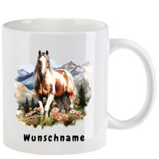 Tasse mit Pferd aquarell mit Landschaft - mit oder ohne  Wunschname - 10 Motive
