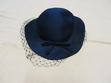 C+A , Damen Hut ,festlich, elegant, blau mit Schleife +Netzschleier ,Größe 57