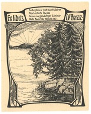 Exlibris Jugendstil Landschaft
