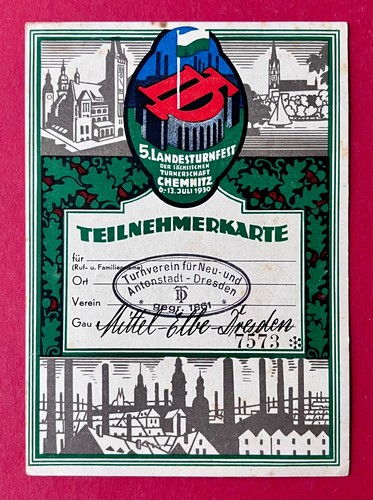 Teilnehmerkarte chemnitz 1930 - chemnitz,