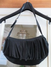 ESCADA LUXUS LEDER FELL SCHULTER HENKEL TASCHE FRANSEN  SCHWARZ NP ca. 199€