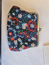 Vintage Retro Geldbörse Etui Portemonnaie Stoff Knipsbörse Clipverschluss