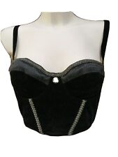 Edle Triumph Corsage Samt Glitzer Gold Perlen Diva 85B schwarz neuwertig