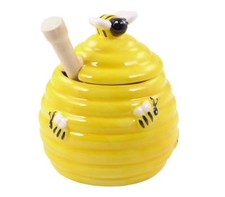 HONIGTOPF MIT HONIGHEBER KERAMIK BIENENDESIGN Honigglas Honigspender