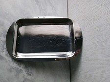 Serviertablett Schale Teller eckig 26cm x 16cm Edelstahl? Metall silberfarbig