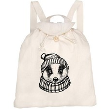 Canvas-Rucksack / Backpack "Badger Wearing Bobble Hat" (RK00040177)