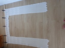 Vorhang gehäkelt Filet Mit Seitenteilen Beige Handarbeit  breite 116 Länge 136