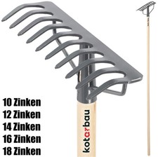 KOTARBAU® Rechen aus Metall mit Holzstiel Gartenrechen mit verstärktem Kopf