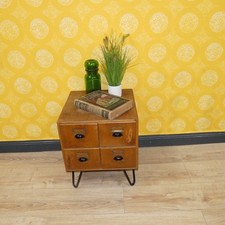 vintage Nachtschrank/Beistelltisch umgebauter Karteikasten mit Hairpin legs