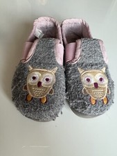Hausschuhe Mädchen Gr. 23 Eule Grau Warm Biosoft