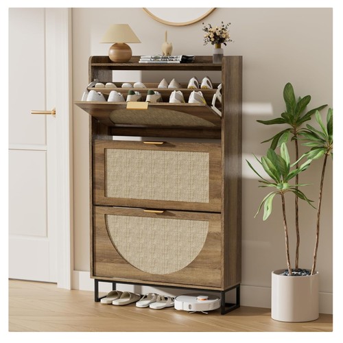 Rattan schuhschrank holz - rattan,