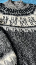 pullover damen alpaka Gr 36  38 S M  grau schwarz-weiß