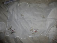 Scheibengardine Gardine Scheibe weiß Schlaufen Vögel Vogel 130 x 47 cm