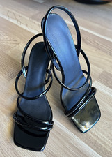 Sexy Pumps Lack Sandalen Riemchen schwarz Gr.39