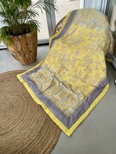 BASSETTI Plaid 135x190 INDIAN ROSES Y1 Gelb Kuscheldecke TAGESDECKE DECKE Grau