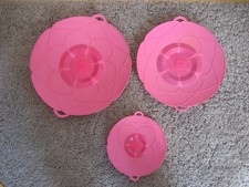 3 x Kochblume ★ L Ø 29 cm ★ M Ø 25,5 cm ★ XS Ø 16,5 cm ★ pink ★ Überkochschutz ★