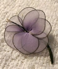 Vintage Anstecker Hornveilchen Lila Blume Brosche 70iger