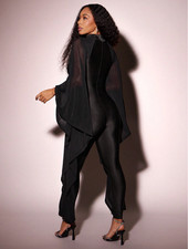 XL-XXL Sexy Party Hexenkostüm Nylon Jumpsuit Catsuit Ganzanzug Hut Netzeinsatz