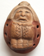 Ton Okarina Flöte Figur Sitzend 8 Löcher 2farbig Erdtöne Antik